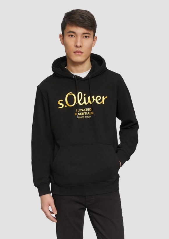 s.Oliver Hoodie mit Gold- oder Silber-Print - schwarz