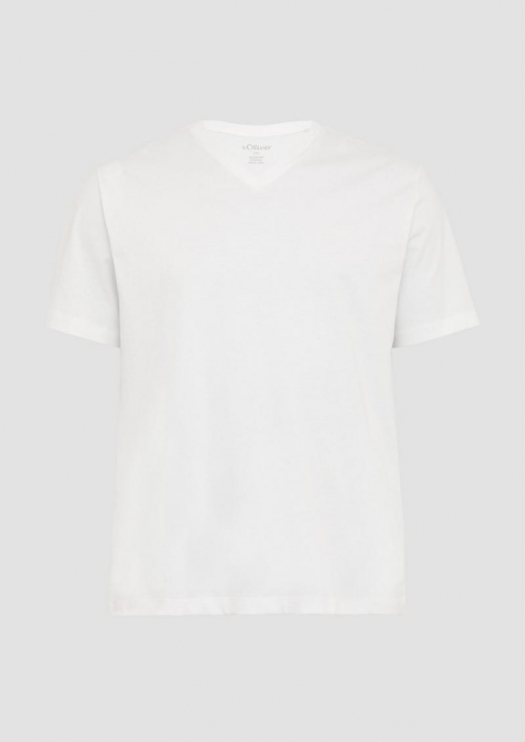 s.Oliver T-Shirt mit V-Ausschnitt - weiß