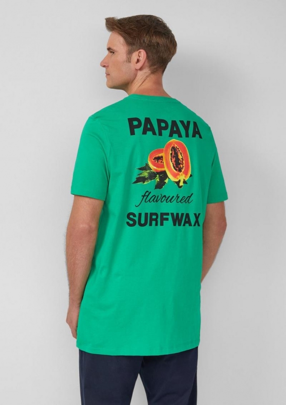 s.Oliver Baumwoll-T-Shirt im Relaxed Fit mit Front- und Rückenprint - grün