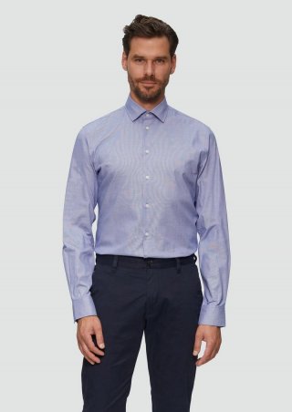 s.Oliver Tailored Fit: Hemd aus Baumwollstretch - navy