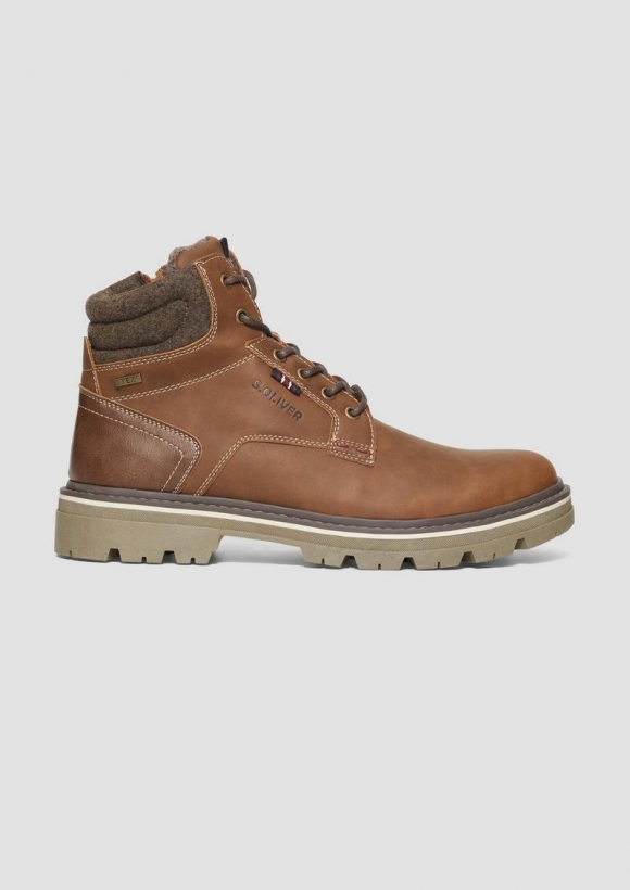 s.Oliver Stiefel in Leder-Optik - cognac