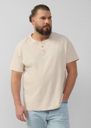 s.Oliver T-Shirt aus Waffel-Jersey mit Henleyausschnitt - wollweiß