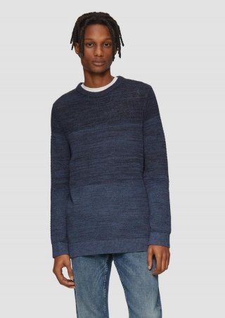 s.Oliver Strickpullover in melierter Streifenoptik - hellblau