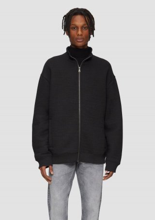 s.Oliver Strukturierte Sweatjacke mit Stehkragen - schwarz