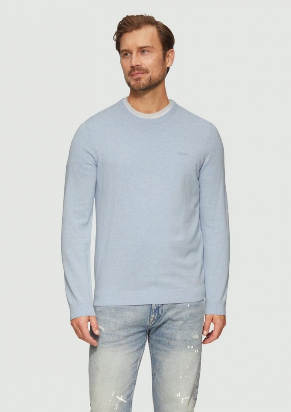 s.Oliver Strickpullover mit Logo-Stickerei - hellblau