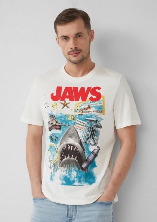 s.Oliver T-Shirt aus Baumwolle mit Jaws© UCS LLC-Print - weiß
