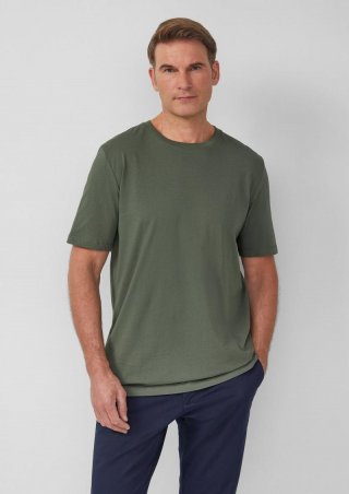 s.Oliver T-Shirt mit Crew Neck und Label-Print - olivgrün
