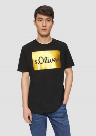 s.Oliver T-Shirt mit Gold- oder Silber-Print - schwarz
