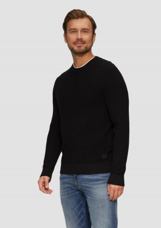 s.Oliver Strickpullover mit Musterstruktur - schwarz