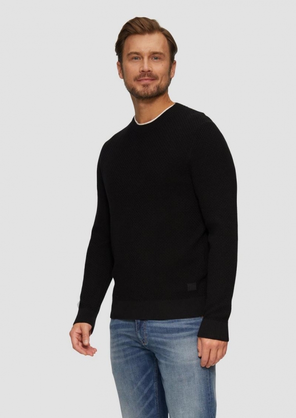 s.Oliver Strickpullover mit Musterstruktur - schwarz