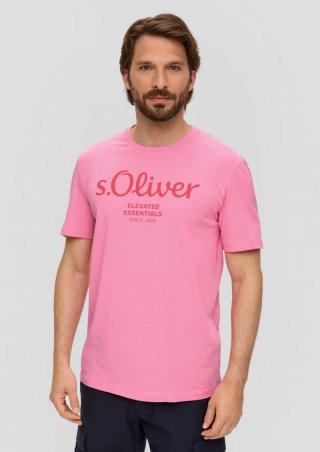 s.Oliver T-Shirt aus Baumwolle mit Label-Print - rosa