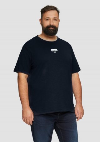 s.Oliver T-Shirt mit Flammgarnstruktur - navy