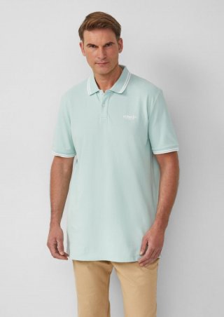 s.Oliver Piqué-Poloshirt mit Kontrastdetails und Logo - ozeangrün