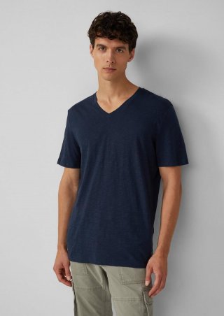 s.Oliver T-Shirt aus Baumwolle mit V-Ausschnitt - navy