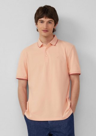s.Oliver Sportives Piqué-Poloshirt mit Kontrast-Details - papaya