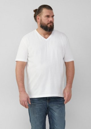 s.Oliver Baumwollshirt mit Logo-Stickerei - weiß