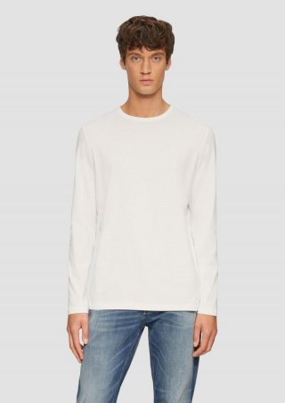 s.Oliver Softes Longsleeve aus Jersey mit Logo-Detail - weiß