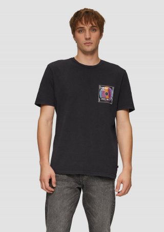 s.Oliver Gewaschenes T-Shirt mit Front- und Rückenprint - schwarz