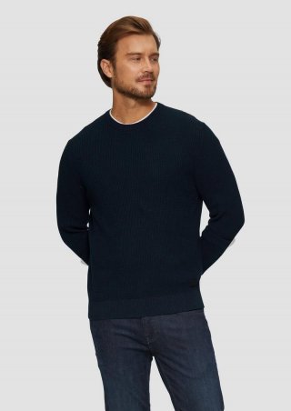 s.Oliver Strickpullover mit Musterstruktur - navy
