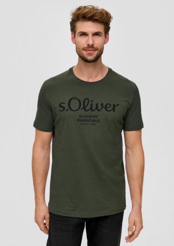 s.Oliver T-Shirt mit Logo-Print - olivgrün