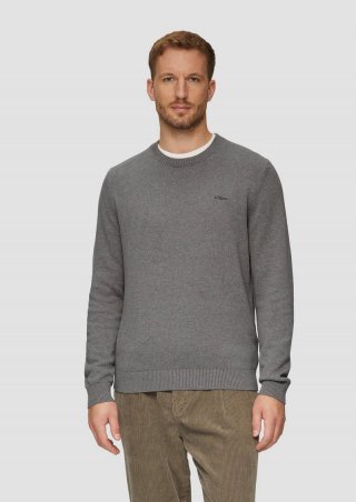 s.Oliver Wärmender Baumwollpullover mit Logo-Stickerei - graphit