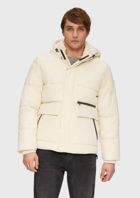 s.Oliver Gesteppte Winterjacke mit Kapuze und Innenkragen - beige