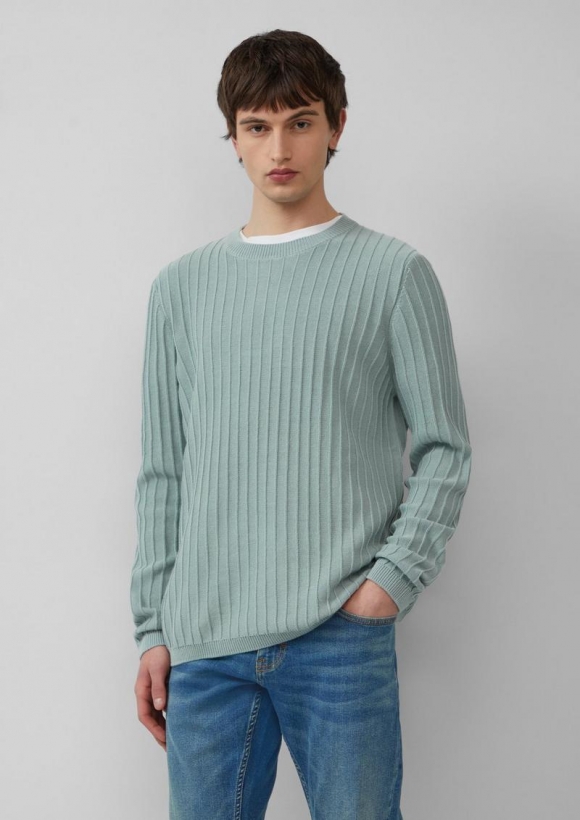 s.Oliver Baumwollpullover in Strukturstrick - salbeigrün