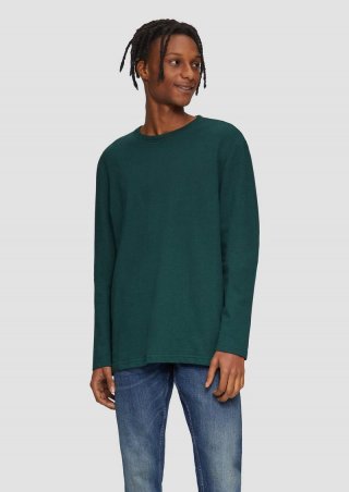 s.Oliver Langarmshirt aus Struktur-Jersey - smaragd