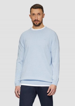 s.Oliver Strickpullover mit Logo-Stickerei - hellblau