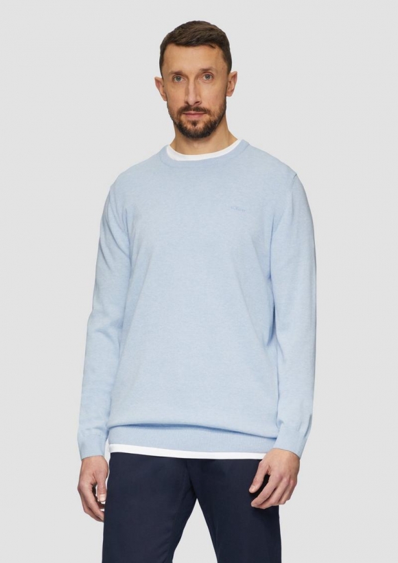 s.Oliver Strickpullover mit Logo-Stickerei - hellblau