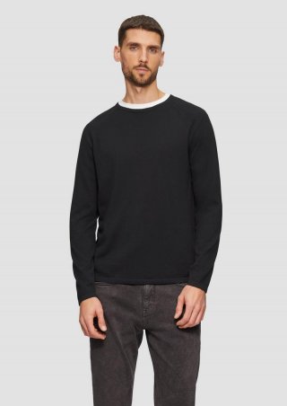 s.Oliver Feinstrickpullover mit Raglanärmeln - schwarz