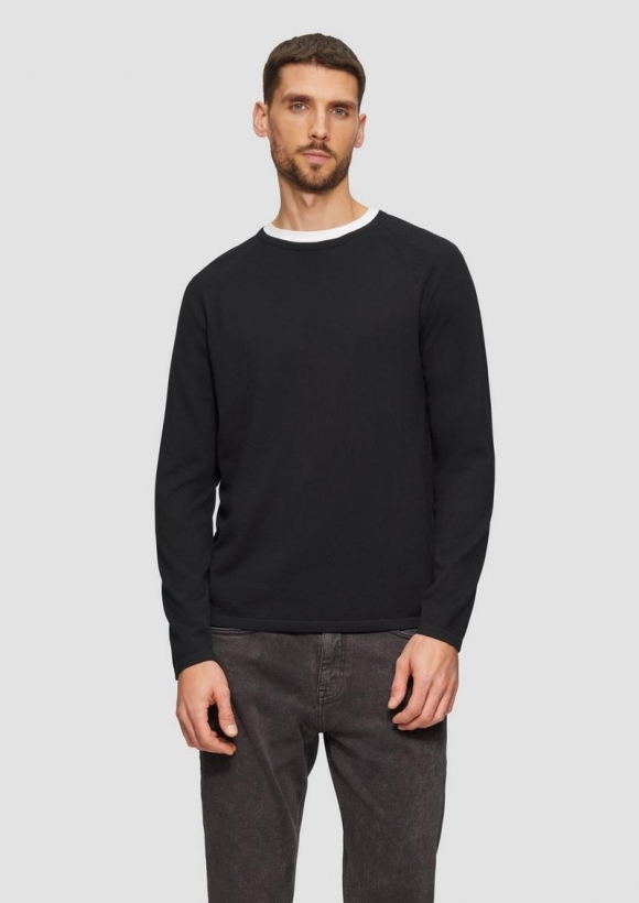 s.Oliver Feinstrickpullover mit Raglanärmeln - schwarz