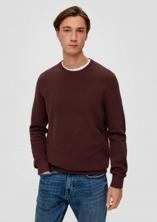 s.Oliver Feinstrickpullover aus Baumwolle - aubergine