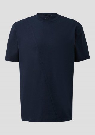 s.Oliver Rundhals-T-Shirt mit asymmetischer Teilungsnaht - tiefblau