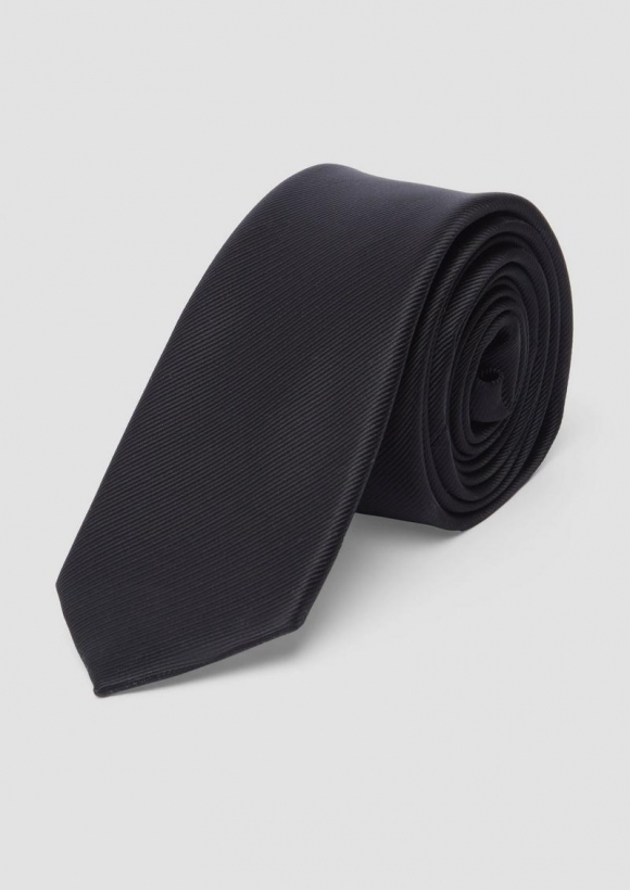 s.Oliver Elegante Krawatte aus Seidenmix-Jacquard - schwarz