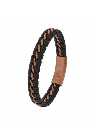 s.Oliver Geflochtenes Lederarmband - kupfer