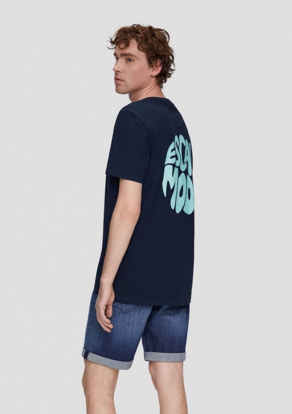 s.Oliver T-Shirt mit Front- und Rückenprint - tiefblau