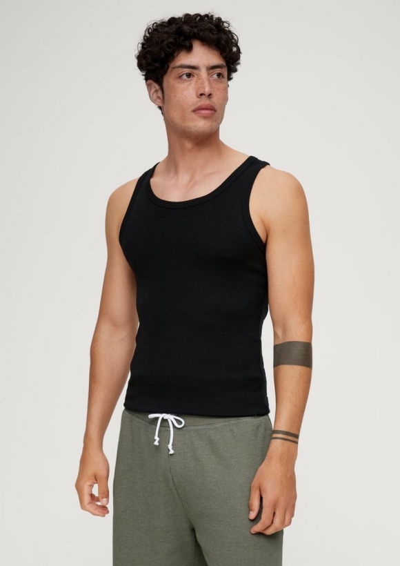 s.Oliver Tanktop mit Rippstruktur - schwarz