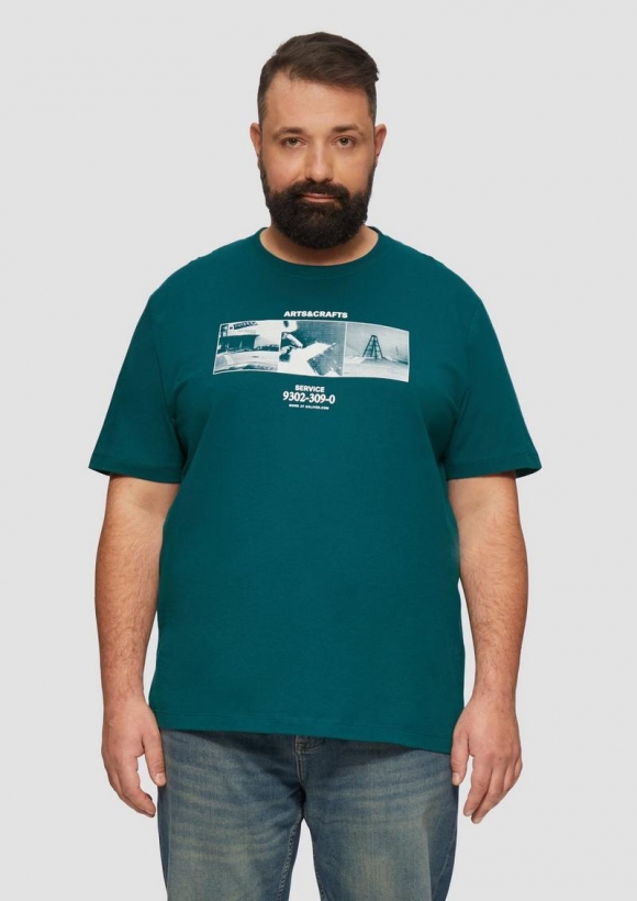 s.Oliver T-Shirt mit Crew Neck und Frontprint - petrol