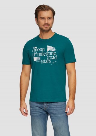 s.Oliver Baumwoll-T-Shirt mit Frontprint - petrol