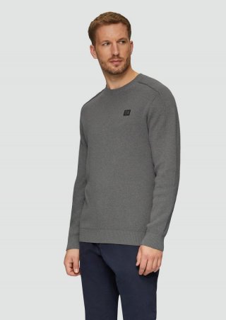 s.Oliver Strickpullover mit Nahtdetails und Logo - graphit