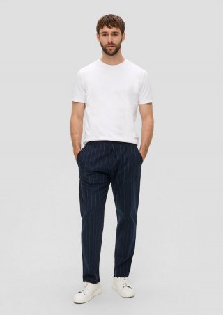 s.Oliver Relaxed: Chinohose aus Leinenmix - navy