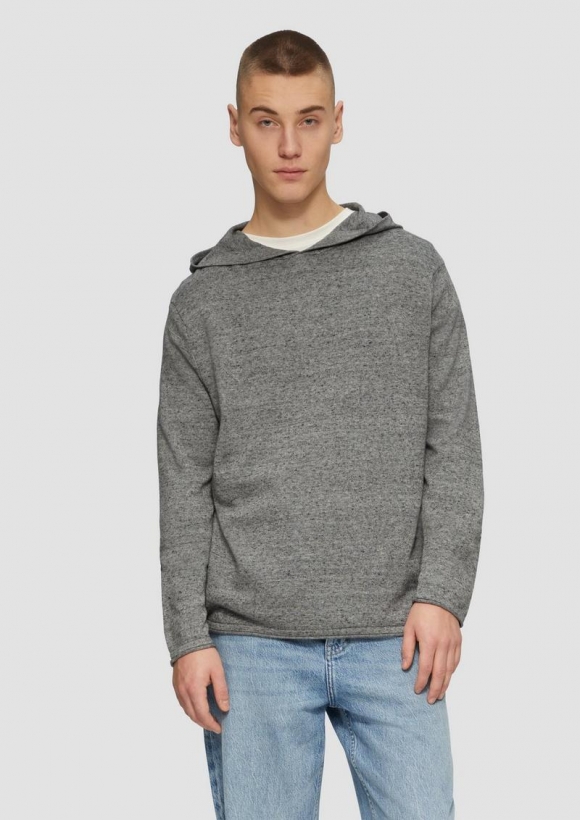 s.Oliver Gestrickter Hoodie aus Melangegarn - graphit