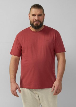 s.Oliver Baumwoll-T-Shirt mit Logo-Print - rubinrot