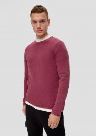 s.Oliver Leichter Strickpullover mit Musterstruktur - aubergine