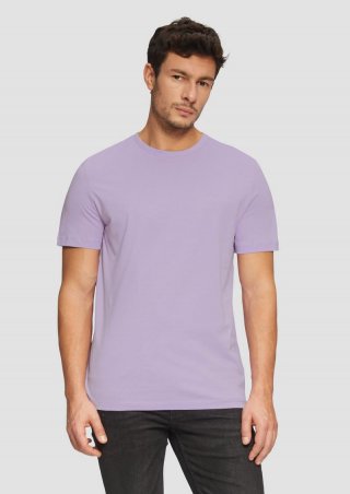 s.Oliver Baumwoll-T-Shirt mit kleinem Logo-Print - lavendel