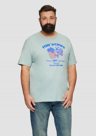 s.Oliver Baumwollshirt mit Frontprint - salbeigrün