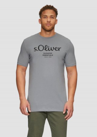 s.Oliver T-Shirt mit Logo-Print - schiefergrau