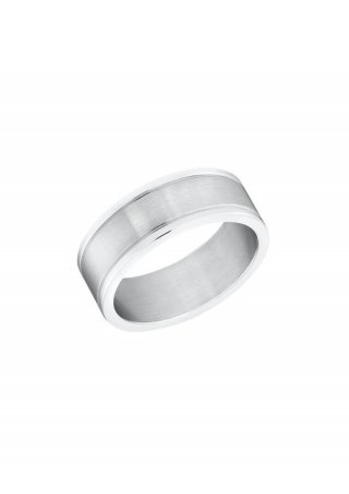 s.Oliver Breiter Ring aus Edelstahl - grau