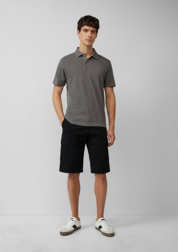 s.Oliver Jersey-Poloshirt aus Leinenmix - grau meliert